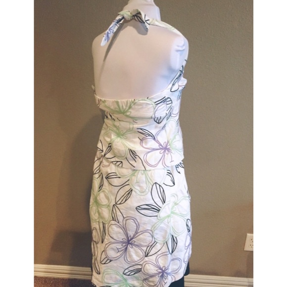 VINTAGE Y2K AnnTaylor LOFT Embroidered Linen Halter Size 2 & A-Line Skirt Size 0 - Picture 2 of 5